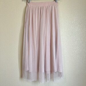 HM Size 6 Skirt Pink Tulle Mesh Midi Elastic Waist Pastel Balletcore Princess